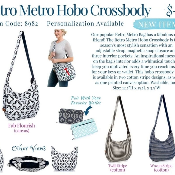 thirty-one retro metro hobo crossbody woven stripe - Picture 6 of 6